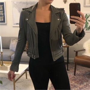 IRO Jacket Luigaspe Leather Moto in Grey